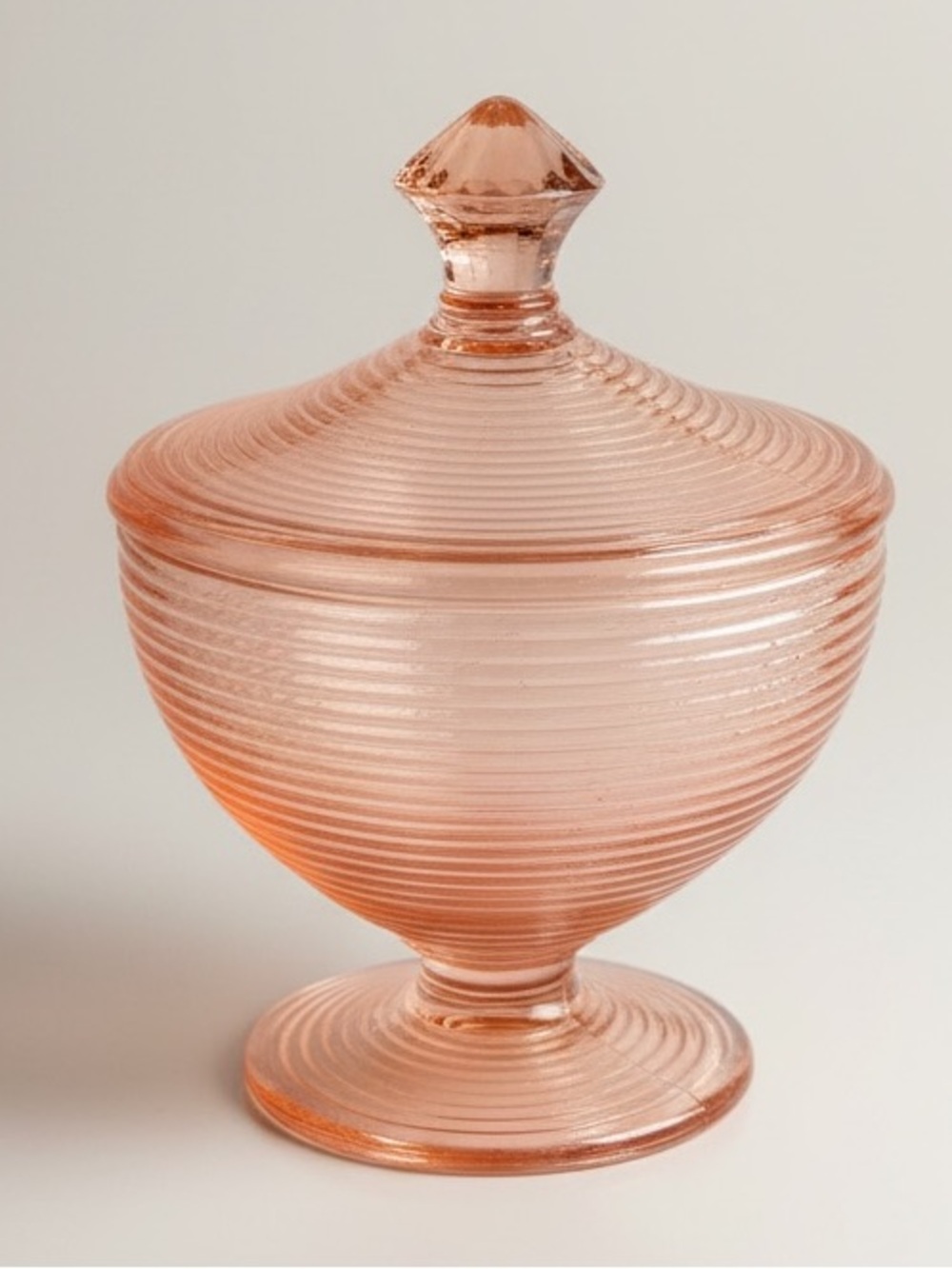 Vintage Indiana Glass Old English Pink Depression Glass Candy Dish Pedestal Lid